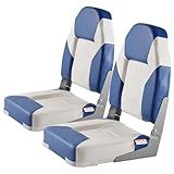 VEVOR 2-Pack 21.85" High Back Boat Seat with Thickened Sponge Padding and Hinge, Fold-Down Boat Captain Chairs, Easy to Store, Ideal for Fishing, Sightseeing