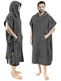 SUN CUBE Surf Poncho Changing Robe, Men Women Hooded Changing Towel, Gray