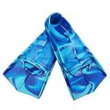 Fadgesy Swimming Training Fins,Comfortable Silicone Flippers for Swimming and Diving,Size Suitable Kids Girls Boys Adults (XX-Small, Blue Seaarea)