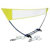 EastPoint Easy Setup Badminton Set - 15 ft Net, 4 Rackets, 2 Shuttlecocks - Quick Setup Net for Backyard Games - Steel Shaft Badminton Rackets for Family Games - Durable Shuttlecocks for Outdoors