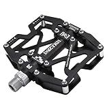 MZYRH Mountain Bike Pedals, Ultra Strong Colorful CNC Machined 9/16" Cycling Sealed 3 Bearing Pedals(Black 3 Bearings)