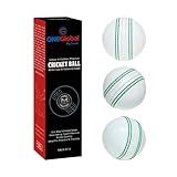 Soft Rubber Cricket Ball for Practice | Outdoor & Indoor Cricket Ball with Soft Core & Stitched Seam | Realistic Feel, True Bounce & Swing for Practice, Coaching, Honing Skills & Family Fun (3-White)