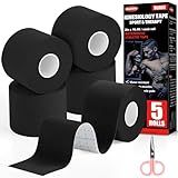 5 Rolls Kinesiology Tape, 2 inch x 16.4 Feet Waterproof Athletic Tape, Uncut Kinetic Tape, Muscle Tape, Sports Tape, Knee Tape for Exercise and Daily Use - Black