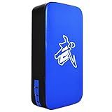 TLBTEK Taekwondo Kick Pad PU Muay Thai Pads MMA Karate Kick Pads Kickboxing Training Pads Martial Arts Punching Pads Leather Strike Curved Kicking Shield (10x15inch (Blue))