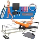 BIOCOR 92" 3RD Gen Extended Pilates Reformer, Foldable Pilates Machine with Yoga Ring & Headrest, Jumpboard, Dual Resistance Springs, Pilates Equipment for Home Workout, up to 500 lbs (Beige)