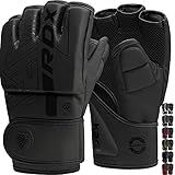 RDX MMA Gloves Grappling Sparring, Pre-Curved Mixed Martial Arts Mitts Men Women Boxing Gloves, Maya Hide Leather Kara Cage Fighting Workout, Combat Sports Training, Muay Thai, Punching Bag Kickboxing