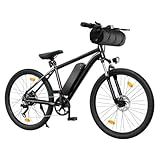 AYOLNY Electric Bike for Adults 750W Peak, 26" Mountain E-Bike, 55 Miles + 20MPH Adult Electric Bicycles for Road Sand Mountain (Ebike & Handlebar Bag, Black)