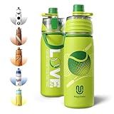 Magcheer Tennis Water Bottle - 20oz Insulated Misting Water Bottles Stainless Steel 3D Textured - Tennis Accessories Gift for Kids