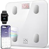 FITINDEX Smart Scale for Body Weight, Scale with BMI, Body Fat, Muscle Mass, Bluetooth,13 Body Composition Analyzer, Sync APP, Digital Bathroom, FSA HSA Eligible, 400lb, White