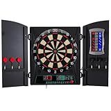 Arachnid Cricket Maxx 1.0 Electronic Dartboard Cabinet Set - Walnut Finish Doors - 34 Game Types with 183 Variations - Up to 8 Players - Includes Six Soft Tip Darts