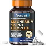 Magnesium Complex 700mg | 12-in-1 High Absorption Supplement | Glycinate, Citrate, Malate, Taurate & More | Sleep Support, Muscle Cramp Relief, Stress, Heart, Bone & Nerve Health | 120 Vegan Capsules