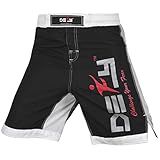 DEFY Men's Extreme MMA Fight Shorts UFC Cage Fight Grappling Muay Thai Boxing Black (Large)