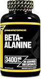 Primaforce Beta Alanine Capsules 3,400mg, 180 Capsules (45 Servings) - Potent Beta-Alanine Supplement