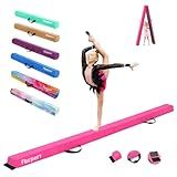 FBSPORT 8ft Balance Beam Folding Gymnastics Beam Foam Balance Floor Beam Equipment for Kids Adults, Suede Cover Anti Slip Base with Carry Bag for Home School Gym Training, Pink