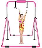 Safly Fun Kids Gymnastics Bar Foldable & Adjustable 35"-51", Safe Padded Gymnastics Bar for Kids, Sturdy 145 lbs Capacity, Easy-to-Assemble Gymnastics Equipment for Indoor/Outdoor Training