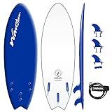 Wavestorm -Foam 5'6" Surfboard/Fish Swallow Tail Surfboard Soft Top for Beginners and All Surfing Levels Youth Complete Set Includes Leash and Multiple Fins