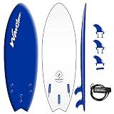 Wavestorm -Foam 5'6" Surfboard/Fish Swallow Tail Surfboard Soft Top for Beginners and All Surfing Levels Youth Complete Set Includes Leash and Multiple Fins