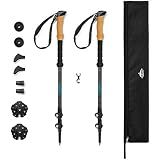 Cascade Mountain Tech Trekking Poles - Carbon Fiber Walking or Hiking Sticks with Quick Adjustable Locks (Set of 2), Grey
