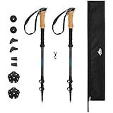 Cascade Mountain Tech Trekking Poles - Carbon Fiber Walking or Hiking Sticks with Quick Adjustable Locks (Set of 2), Grey