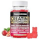 Happyummmm Creatine Monohydrate Gummies 5000mg for Men & Women, Chewables Creatine Monohydrate for Muscle Strength, Muscle Builder, Energy Boost, Pre-Workout Supplement(90 Count)-Strawberry.