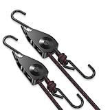 VIPARSPECTRA Ratchet Tie Down Straps, 1/4" Adjustable Rope Hangers [2 Pack, 12FT, 150 lbs/Pack], Heavy Duty Kayak Pulley System with Hooks for Garage Cargo Trucks Tents Grow Lights Various Lashing
