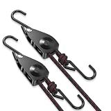 Ratchet Tie Down Straps, 1/4" Adjustable Rope Hangers 2 Pack, 12FT Tie-Down