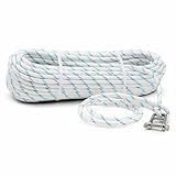 Halyard Rope 3/8" x 114FT Double Braided Polyester Sailing Rope, Marine Grade Sailboat & Yacht Rigging Line with Pre-Spliced Eye & Stainless Steel Key Shackle – Mainsail, Jib & Spinnaker Line
