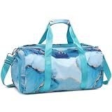 Gilded Cyan Gymnastics Duffle Bag with Shoe Compartment, Small Travel Weekender Sleepover Carry On Bag