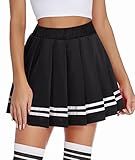 Avidlove High Waisted Mini Skater Women's Pleated Cheerleader Skirt Tennis School Uniform （ Black, XS
