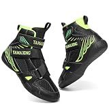 Mavonexa Kids Wrestling Shoes Boys Girls Boxing Shoes Lightweight Breathable Non Slip for Fitness Powerlifting(Black 2)