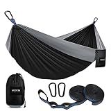 Kootek Camping Hammock 500lbs Capacity Outdoor Camping Essentials, Double | Outside&Indoors, Tree‑Safe Straps, Included Carry Bag, 215T Parachute Nylon, Heavy‑Duty Carabiners, Lightweight & Quick Setup