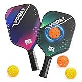 Pickleball Paddles Set of 2, USAPA Approved Fiberglass Pickle Ball Paddles with 4 Pickle Balls, Durable &Lightweight Racket for Beginners, Pros, Men, Women, Adults, Kids (Mix2)