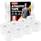 NUITPY 8 Pack Athletic Tape, White Sports Tape, Easy Tear Wrist Tape