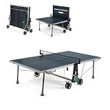 CORNILLEAU - 300X Outdoor Table Tennis Table - 5mm Weatherproof Surface, Anti-Glare Coating, Compact Folding Design, Storage for Paddles & Balls - Blue or Grey (Blue)