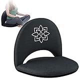 Mindful Modern Meditation Chair | Adjustable Floor Chair with Back Support | Padded Floor Seat for Posture Support and Comfort | Portable Folds Flat for Storage | Indoor/Outdoor Use | Stone Black