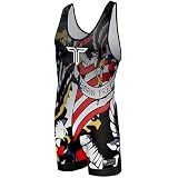 Takedown Wrestling Singlet for Boys – Lightweight Youth Compression Fit Wrestling Gear for Powerlifting (Star Spangled, Large)