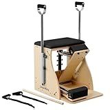 LeisureKing Pilates Combo Chair for Home Workouts, Wunda Chair with 5-Level Handles, Split Pedals, Resistance Bands, for Studio, Gym, Pilates Workout, Rehabilitation Exercises, Easy Assembly, Black