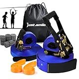 Slackline Kit Slakcline Longer 60ft with Tree Protectors Arm Trainer and Carry Bag,Slack Lines for Backyared for Kids and Adults