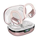 HAOYUYAN Wireless Earbuds, Sports Bluetooth Headphones, 80Hrs Playtime Ear Buds with LED Power Display, Noise Canceling Headset, IPX7 Waterproof Earphones for Workout/Running（Rose Gold）