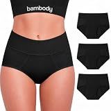 Bambody Absorbent Period Panties - Bamboo Rayon - Period Underwear for Women and Teens - All-Day Long - Overnight Protection, Leakproof - Medium, 3 Pack, Black