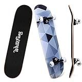 WhiteFang Skateboards, Complete Skateboard 31 x 7.88, 7 Layer Canadian Maple Double Kick Concave Standard and Tricks for Kids and Beginners (Diamond)