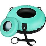 Meagoo Snow Tubes for Sledding Heavy Duty, Inflatable 40" Snow Sled with Cushion Seat, Sturdy 600D Oxford Cover Sledding Tube with Towable Strap and Reinforced Handles (Mint Green)