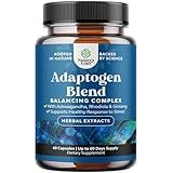 Herbal Adaptogen Mood Support Supplement - Calming Adaptogens Supplement for Stress & Cortisol Management with Ashwagandha Rhodiola Rosea & Maca Root - Vegan Non GMO & Daytime Friendly - 60ct