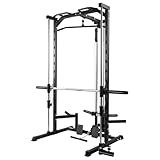RitFit Smith Machine Power Rack with LAT-Pull Down System, Landmine, Barbell Bar, Plate Storage Pegs and More Training Attachment (Smith Machine 1.0)