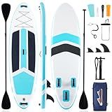 Sweetcrispy Inflatable Stand Up Paddle Board with Premium SUP Paddleboard Accessories,2-in-1 Paddle,Wide Stable Design,Non-Slip Comfort Deck for Adults & Youth of All Skill Levels,Blue
