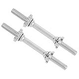 Yes4All Threaded Dumbbell Handles, Build Your Own Secure 14/16/18/24 Inch Dumbbell Bar Pair, Fit 1”–1.15” Plates Adjustable for Strength Progress, Non-Slip Star-Lock Collars, Tight Grip - 14 Inches, Silver