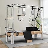 PAETA Pilates Reformer, Wooden Reformer Pilates Machine with Cadillac Trapeze Table, Pilates Equipment for Home Workout and Studio, Includes Sitting Box, Jumpboard(Reformer Cadillac