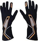 Racing Gloves No SFI Certified Flame Retardant, Aramid Knit, Anti-Slip Grip, Breathable, Secure Fit for Professional Drivers (Orange, Large)