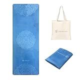 SNAKUGA Travel Yoga Mat, Non Slip Exercise Suede Mat with Carry Bag, All-Purpose Fitness Mat with High Density Anti-Tear Surface for Women, Ideal for Pilates Workout (72'' x 24'' x 1.5mm Thick)