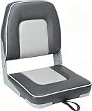 ERGOSEAT Classic Low Back Fishing Boat Seat with Backrest Folding Boat Chair Marine Bass Jon Boat Seats